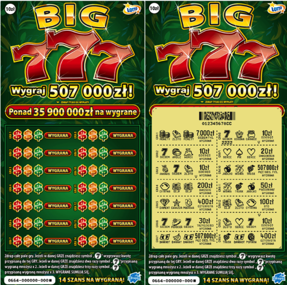 Big 777 zdrapka Lotto